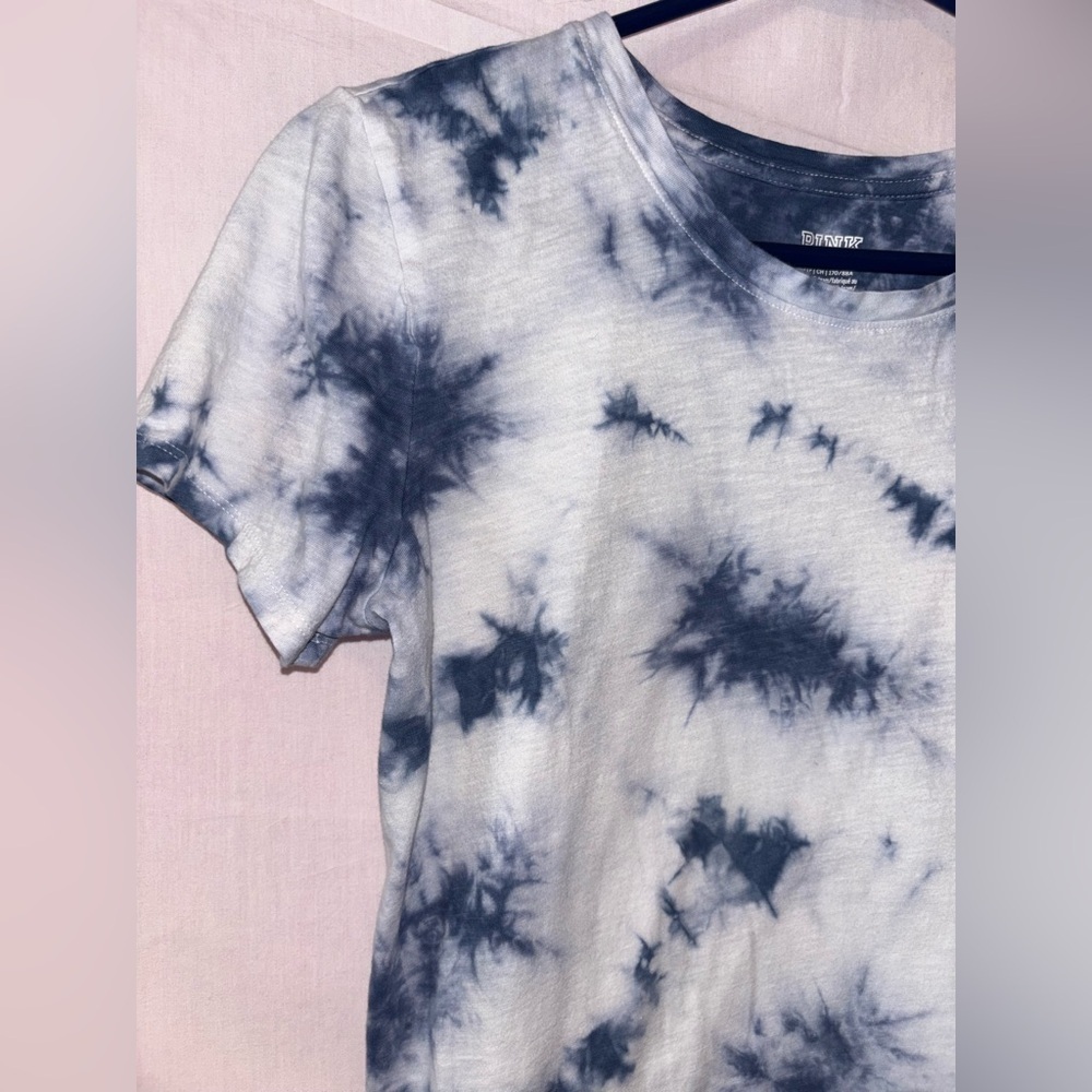 PINK Victoria's Secret Womens Tie-Dye Tee - Navy and White - Picture 2 of 7